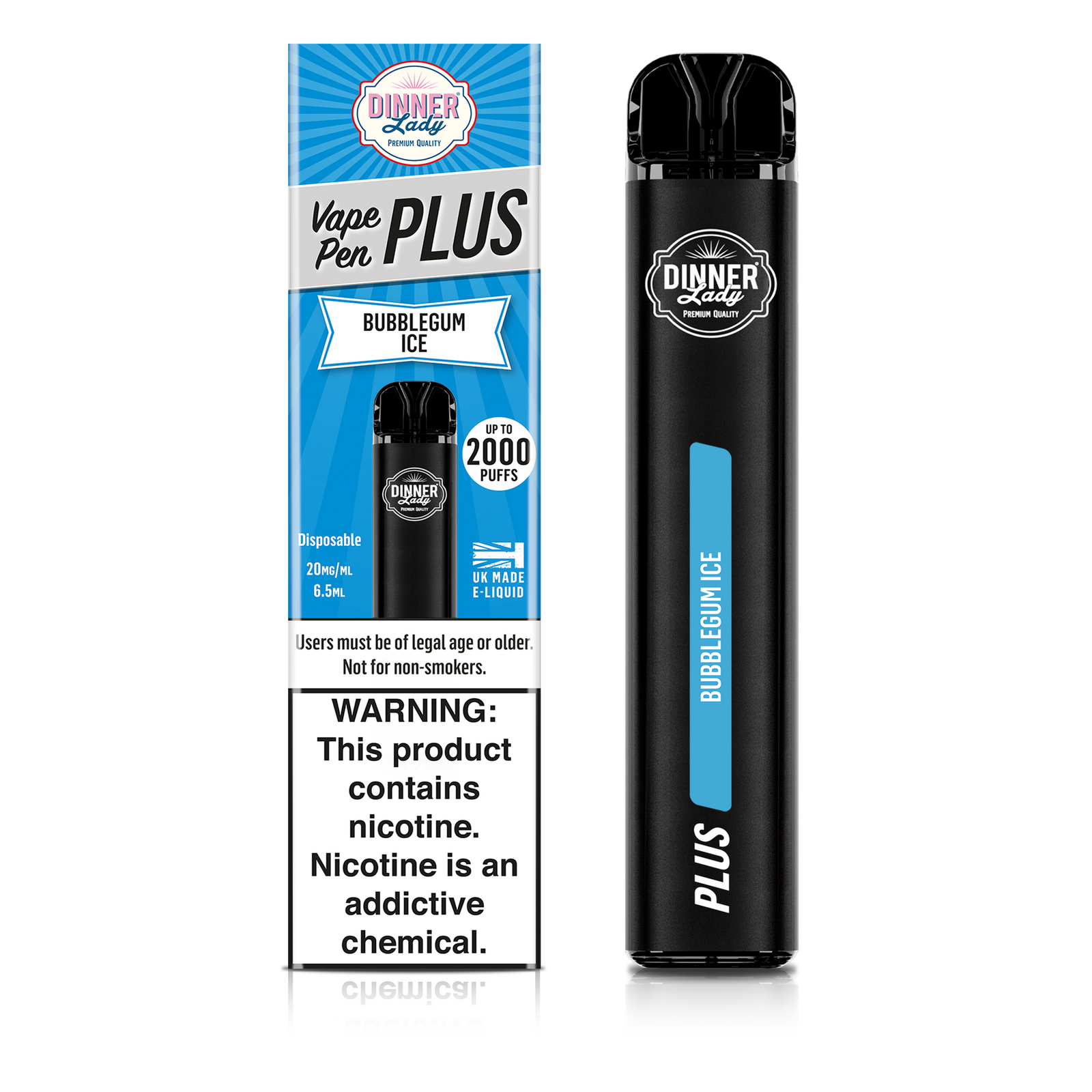 Dinner Lady Disposable Vape Pen Plus Bubblegum Ice