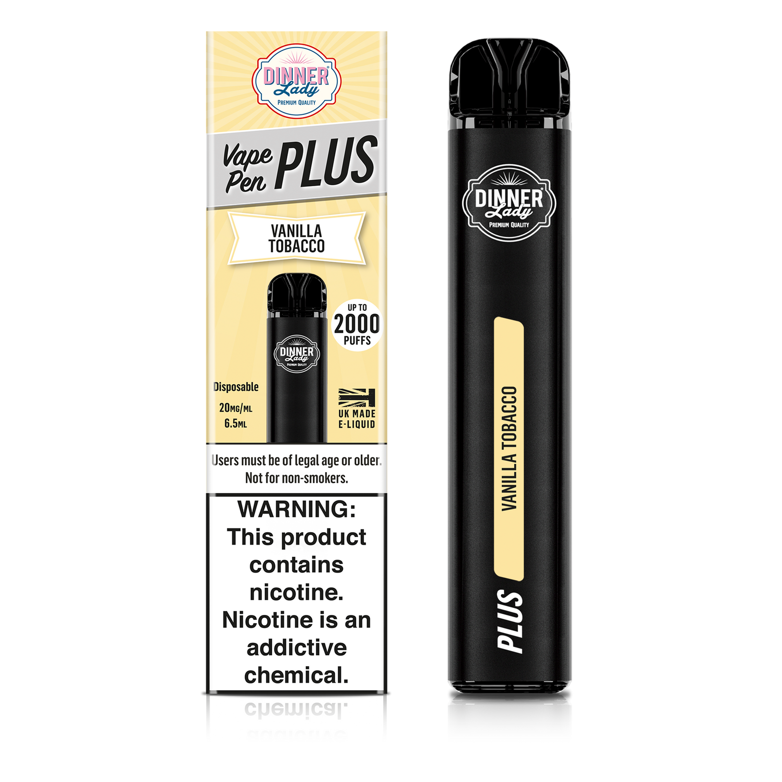 Dinner Lady Disposable Vape Pen Plus Vanilla Tobacco