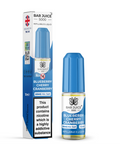 Blue e-liquid bottle and carton labeled 'Blueberry Cherry Cranberry - 20mg' by Bar Juice 5000 on a white background.