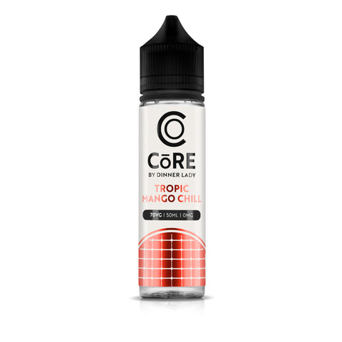 Core by Dinner Lady Tropic Mango Chill vape juice bottle on a white background