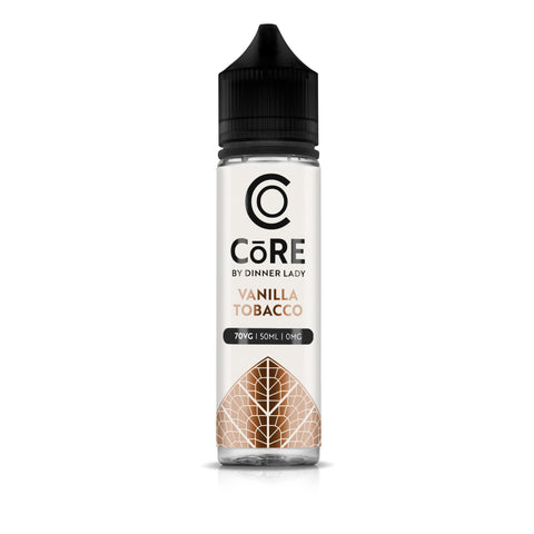 Core by Dinner Lady Vanilla Tobacco e-liquid bottle on a white background