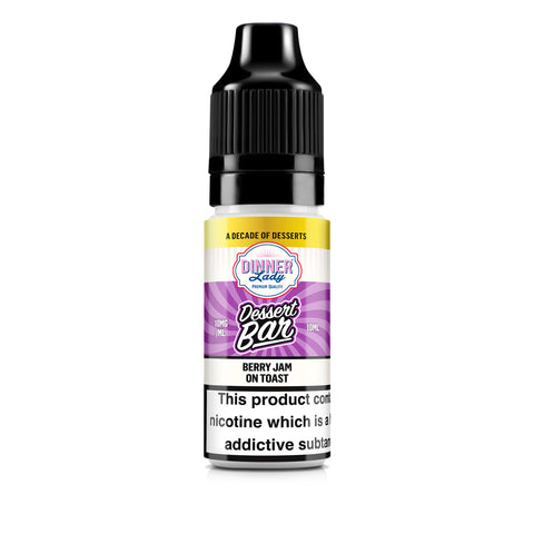 Dinner Lady Dessert Bar vape juice bottle with purple label on white background