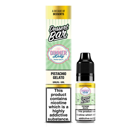 Dinner Lady Dessert Bar Pistachio Gelato vape juice packaging on a white background