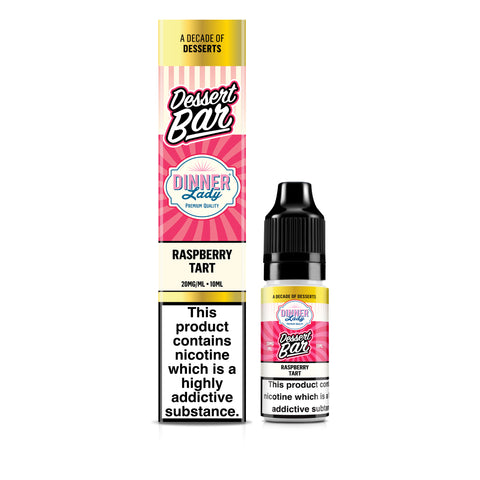Dinner Lady Dessert Bar Raspberry Tart vape juice packaging on a white background