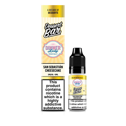 Dinner Lady Dessert Bar San Sebastian Cheesecake vape juice packaging on a white background