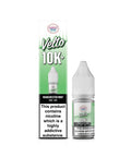 Velto 10K+ Manchester Mint e-liquid 10ml bottle next to its green and white packaging box, featuring a prominent nicotine warning label.