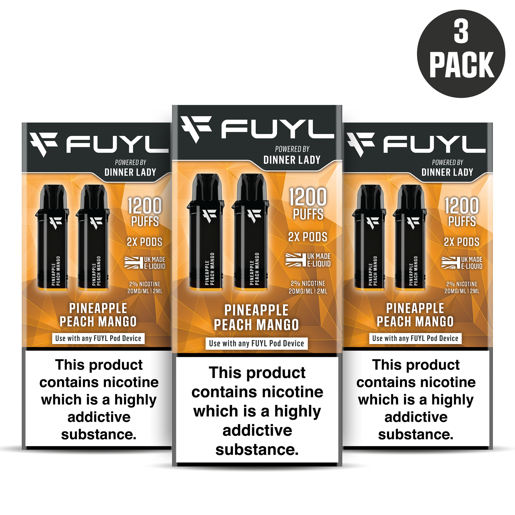 FUYL Pineapple Peach Mango Vape Pods Dinner Lady Dinner Lady