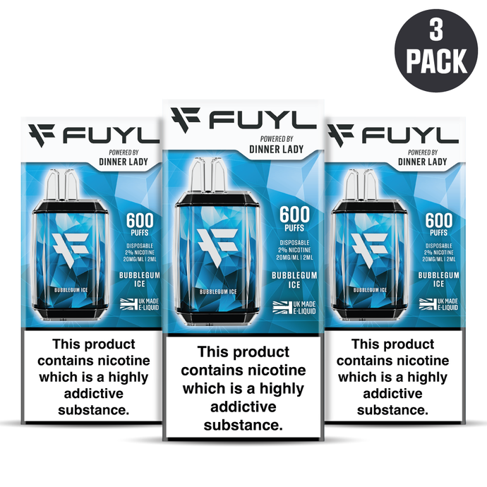Three Pack - Fuyl Bubblegum Ice Disposable Vape