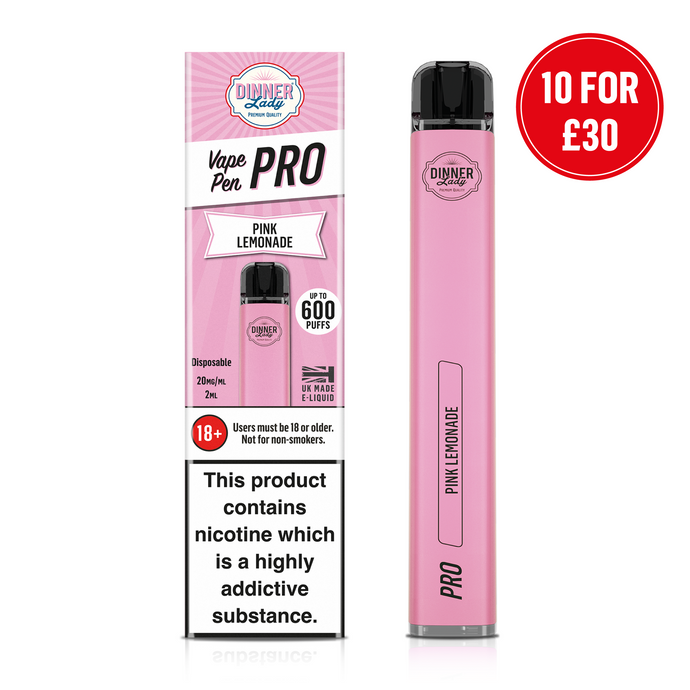 Ten Pack - Dinner Lady Pink Lemonade Disposable Vape Pen Pro