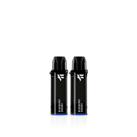 Two black vape devices labeled 'Blueberry Cherry' on a white background