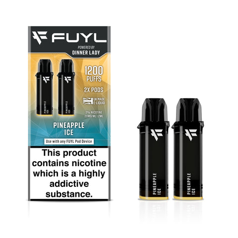 Fuyl Pineapple Ice vape pods packaging with two black vape pods on a white background.