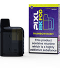 A black vape pod with a purple carton labeled ‘Rainbow Rush’ by Pixl 8000.