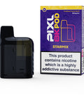 A black vape pod with a purple carton labeled ‘Starmix’ by Pixl 8000.