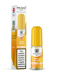 Orange e-liquid bottle and carton labeled 'Triple Mango - 10mg' by Bar Juice 5000 on a white background.