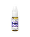 Purple e-liquid bottle labeled ‘Blueberry - 20mg’ by Elfbar Elfliq on a white background.