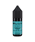 Black e-liquid bottle labeled 'Blueberry Sour Raspberry - 20mg' by Elux Legend.