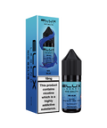 Black e-liquid bottle and carton labeled 'Mr Blue - 10mg' by Elux Legend.