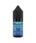 Black e-liquid bottle labeled 'Mr Blue - 20mg' by Elux Legend.