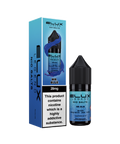 Black e-liquid bottle and carton labeled 'Mr Blue - 20mg' by Elux Legend.
