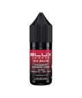 Black e-liquid bottle labeled 'Strawberry Raspberry Cherry - 20mg' by Elux Legend.