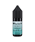 Black e-liquid bottle labeled 'Watermelon Ice - 20mg' by Elux Legend.