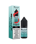 Black e-liquid bottle and carton labeled 'Watermelon Ice - 20mg' by Elux Legend.