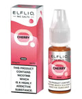 White e-liquid bottle and carton labeled 'Cherry- 10mg' by Elfbar Elfliq.