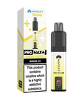 A yellow and white vape device with a same colour carton labeled 'Banana Ice' by Hayati Pro Max+ 6000.