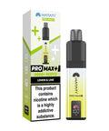 A yellow and white vape device with a same colour carton labeled 'Lemon & Lime' by Hayati Pro Max+ 6000.