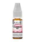 White e-liquid bottle labeled 'Strawberry Ice- 20mg' by Elfbar Elfliq.