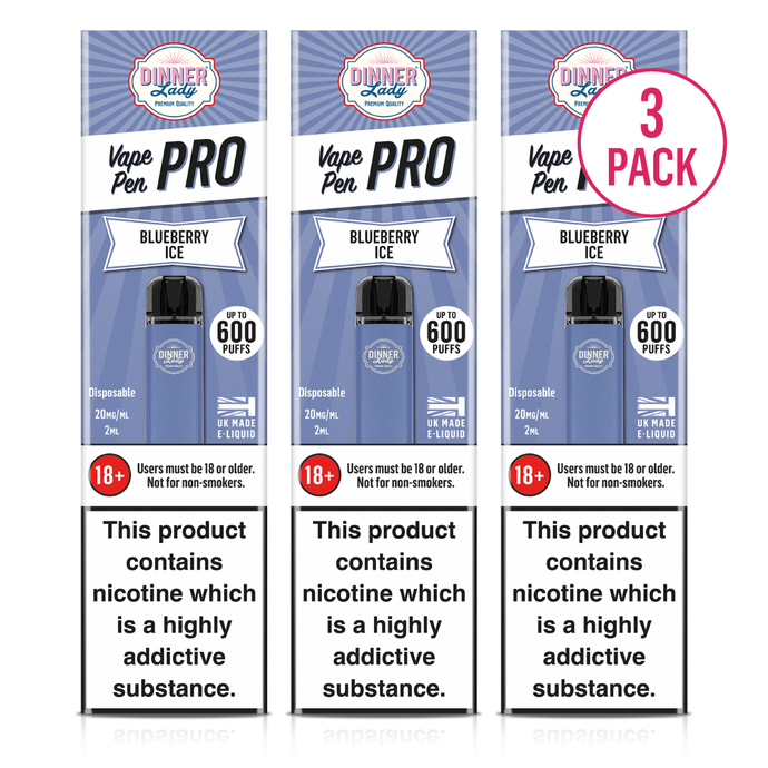 Three Pack - Dinner Lady Blueberry Ice Disposable Vape Pen Pro