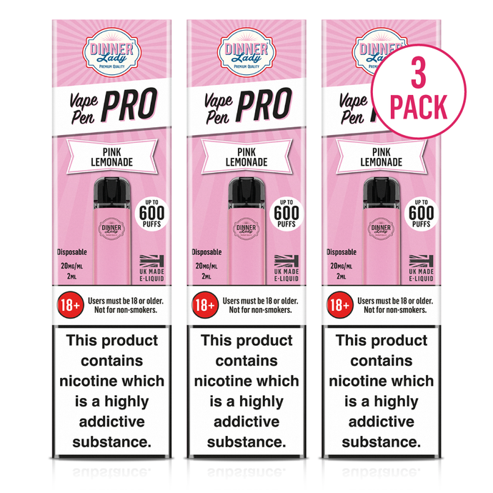 Three Pack - Dinner Lady Pink Lemonade Disposable Vape Pen Pro